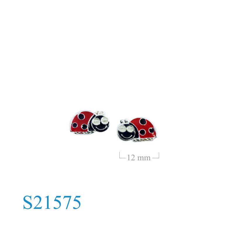 Earrings, enamel beetle.