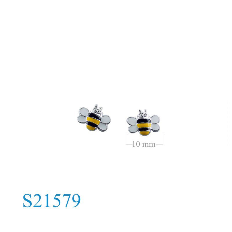 Earrings, enamel bee.