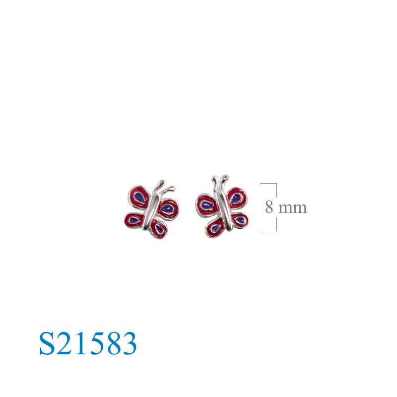 Earrings, enamel butterfly.