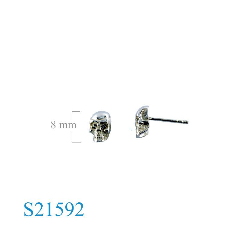 Earrings, 9.5mm skull with small crystal eyes.