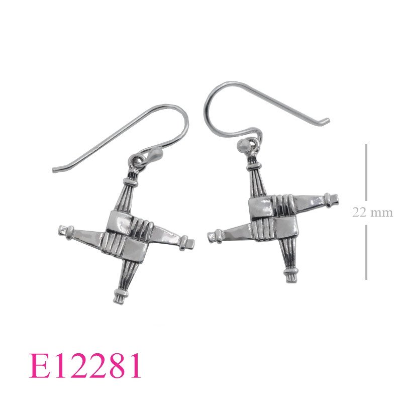 <p>Earrings, St. Brigid cross with dot hook</p>