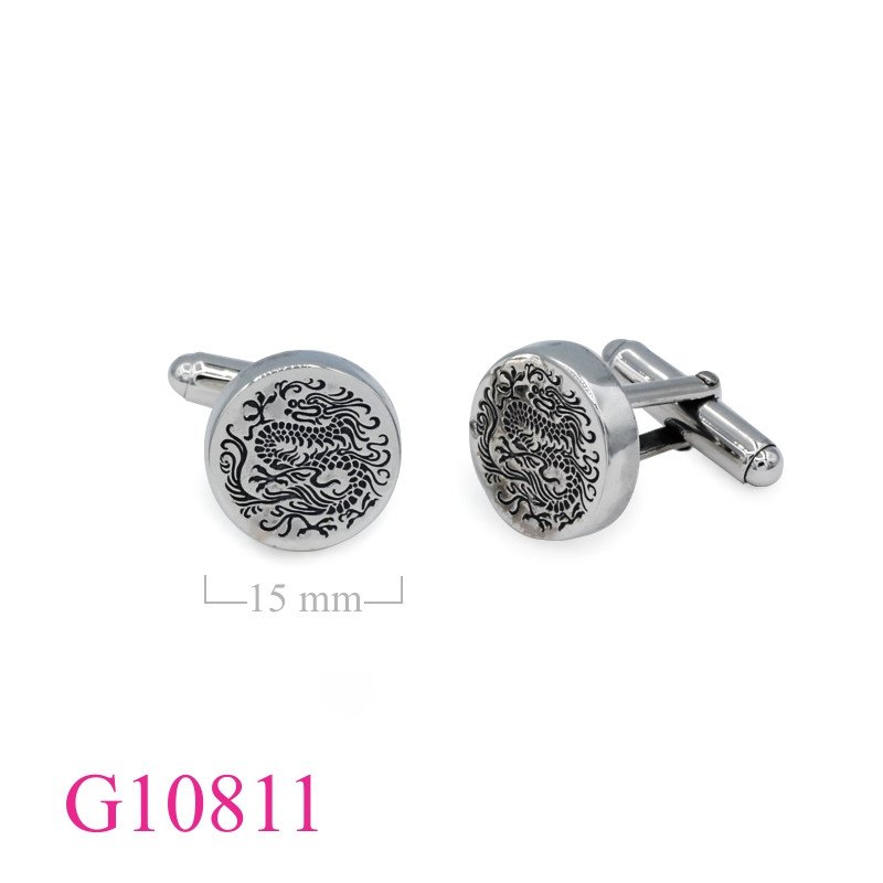<p>Gift Jewelry, 15mm round dragon cufflinks.</p>