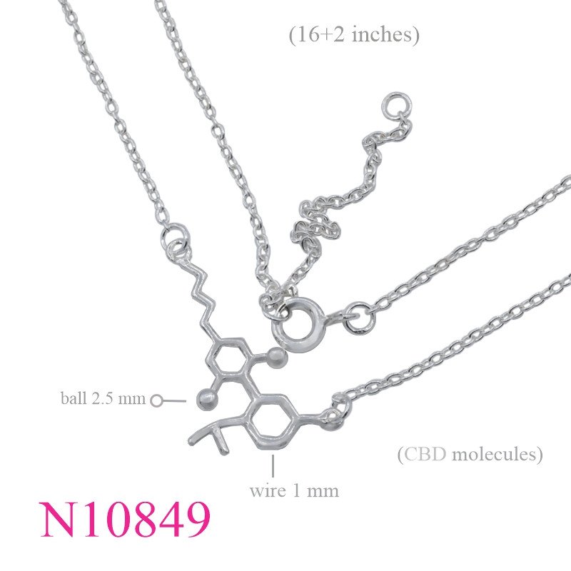 <p>Necklace, 16+2 inches chain and CBD molecule sign.</p>