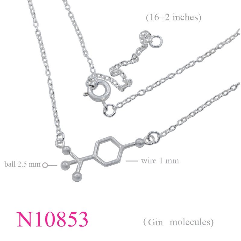 <p>Necklace, 16+2 inches chain and GIN molecule sign.</p>