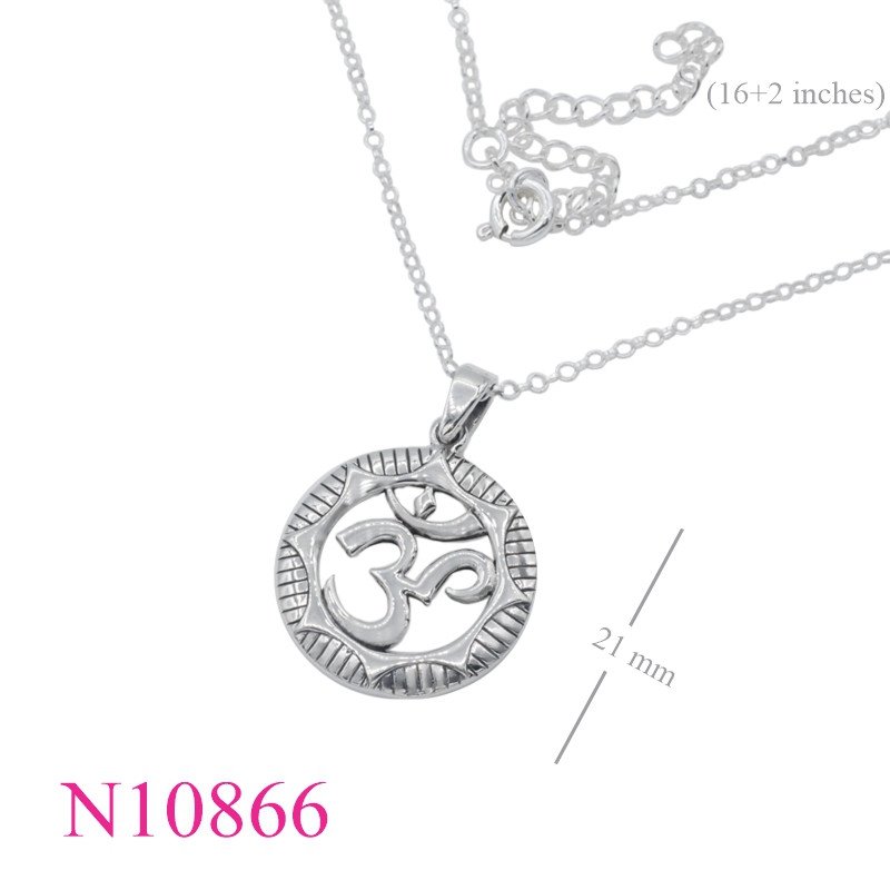 <p>Necklace, 16+2 inches chain and round Om charm.</p>