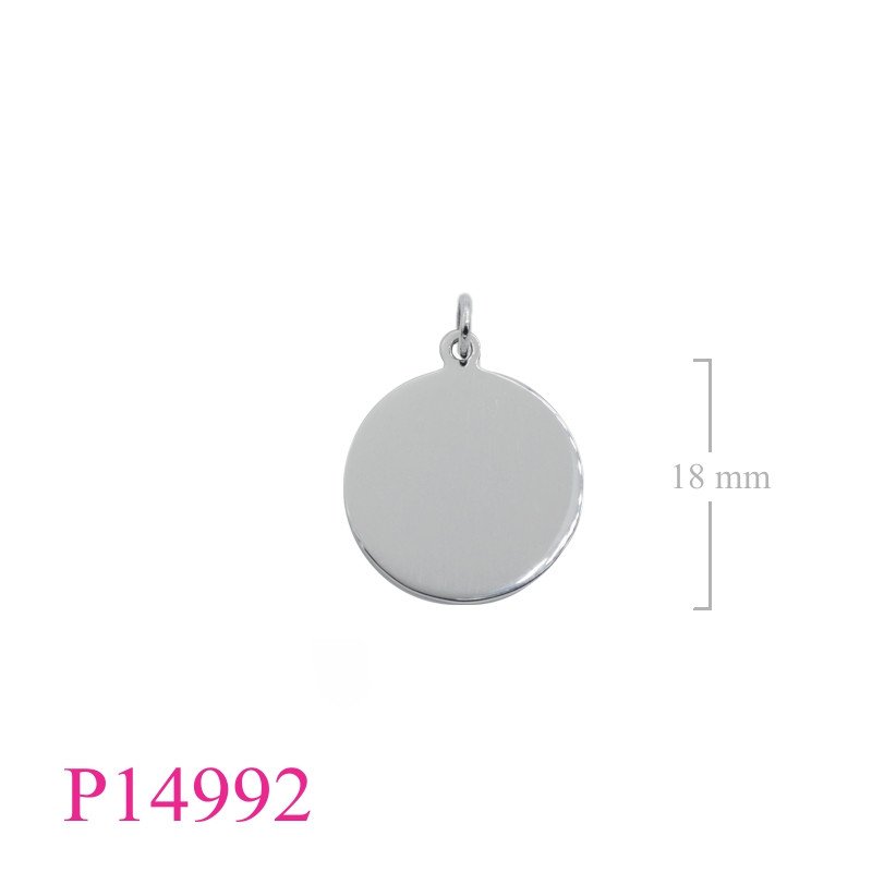 <p>Pendant, 18mm round plain tag.</p>