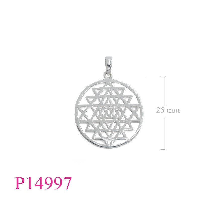 <p>Pendant,  22mm round openwork Geometry.</p>