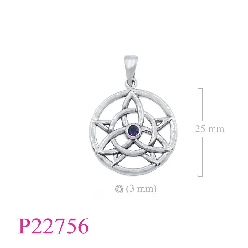 <p>Stone Pendant, 24mm round Trinitry with round Amethyst CZ.</p>