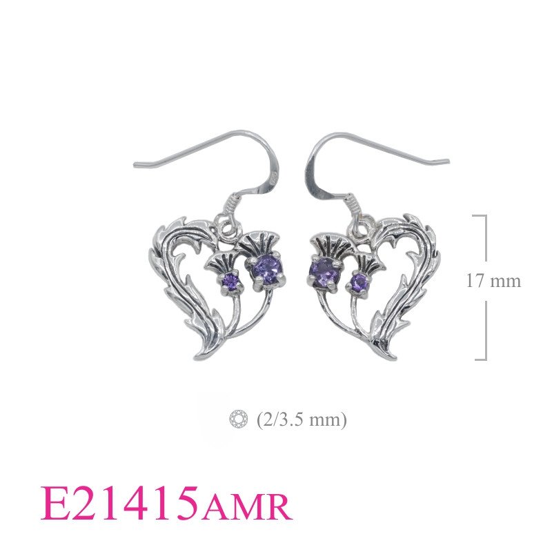 <p>Stone Earrings, 2 thistles with round Real Amethysts.</p>