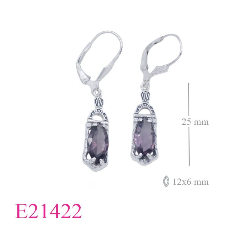 <p>Stone Earrings, classic design with marquise Amethyst Glass stone.</p>