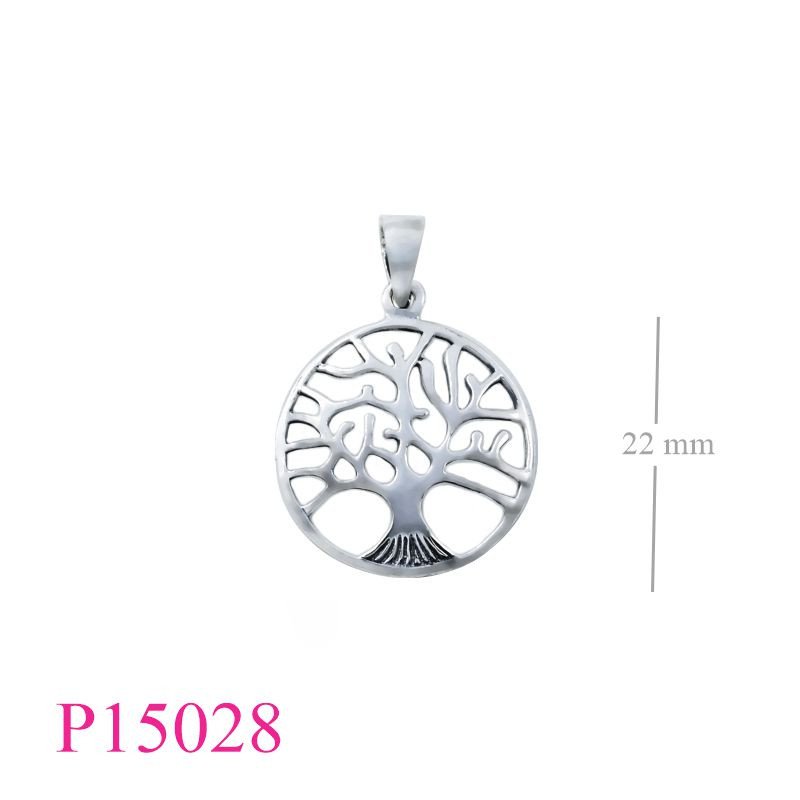 <p>Pendant, 22mm round openwork Tree of Life.</p>
