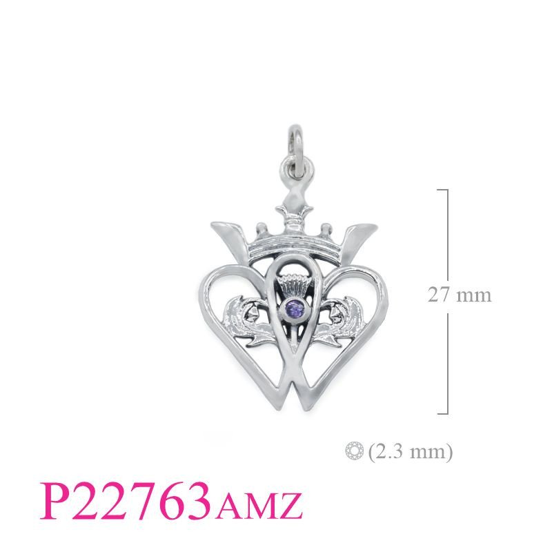 <p>Stone Pendant, Thistle Lockenbooth with round Amehyst CZ</p>