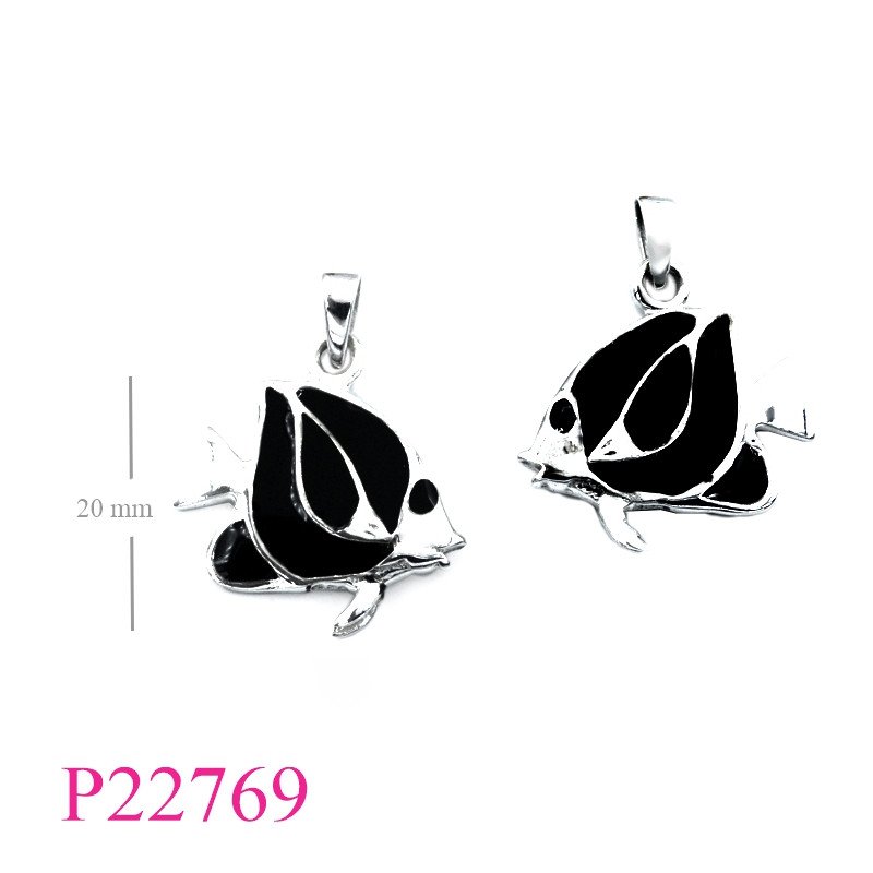 <p>Enamel Pendant, angle fish.</p>