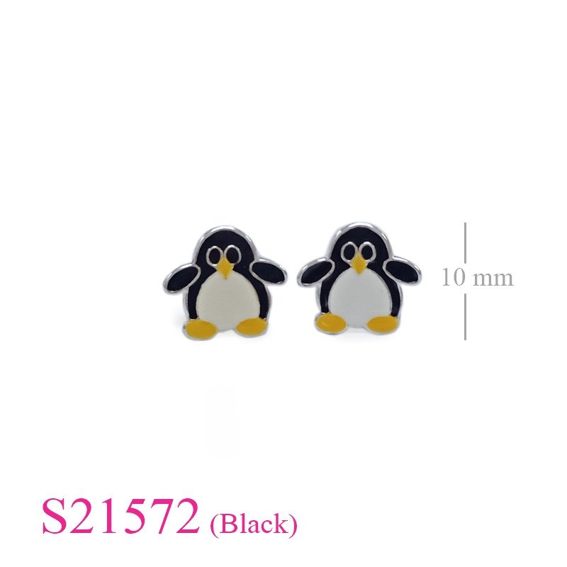 <p>Earrings, enamel penguin.</p>