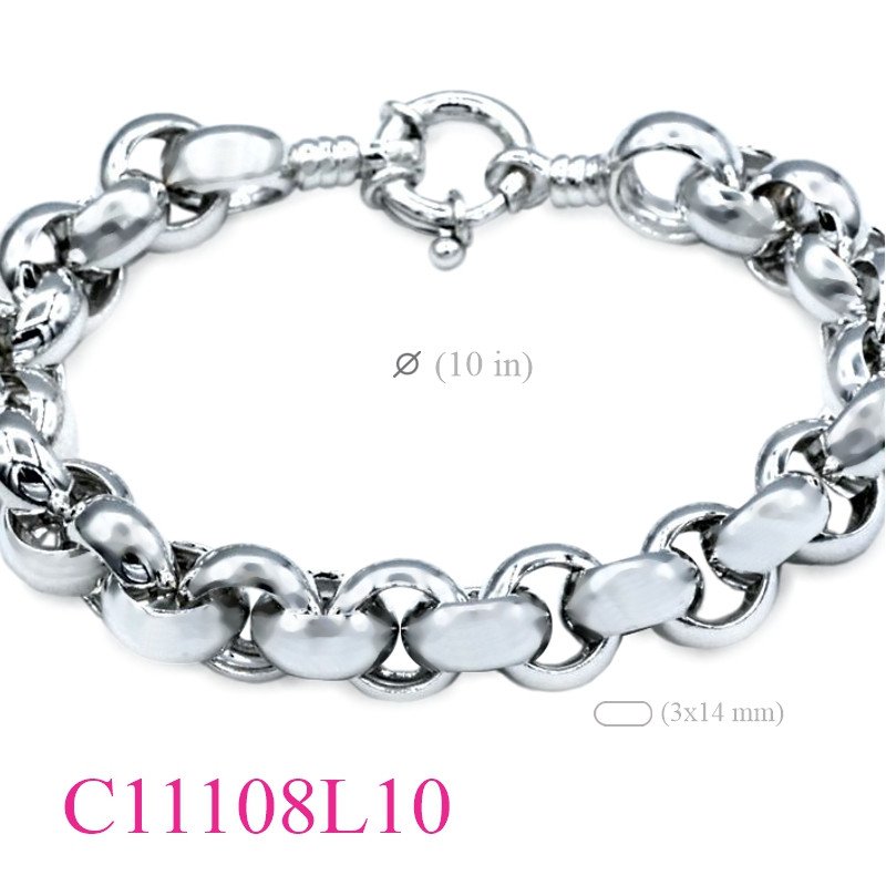 Bracelet, 10 inches 3x14mm round chain.
