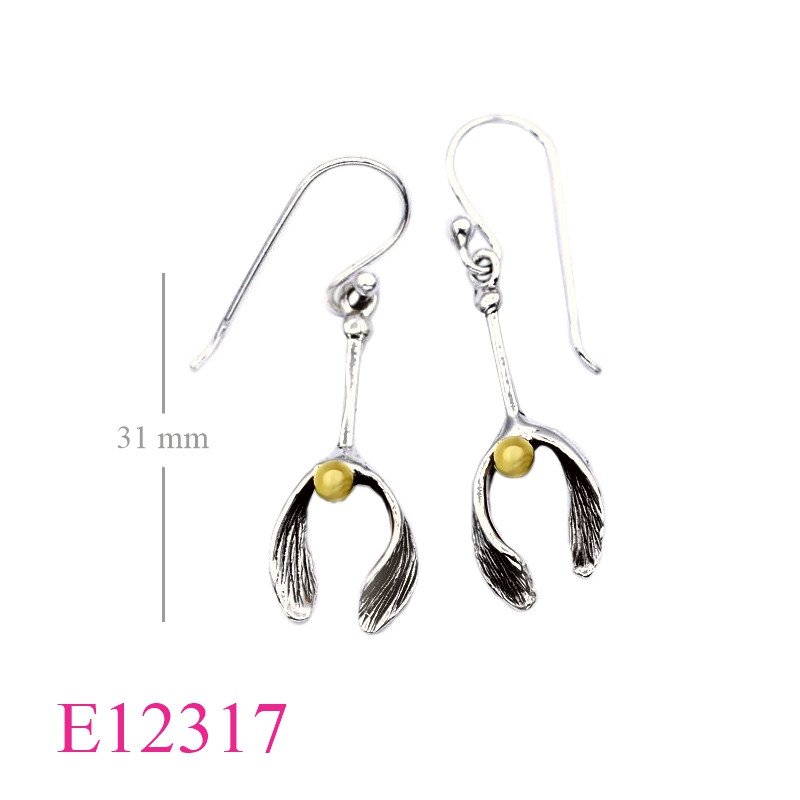 <p>Stone Earrings, mistletoe with 1 micron Gold plated on bead.</p>