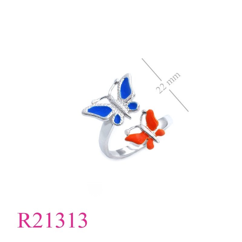 <p>Enamel Ring, 2 butterflies.</p>