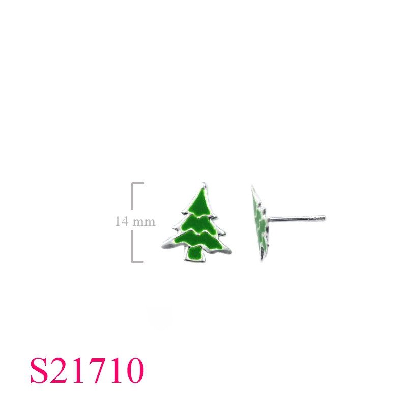 <p>Enamel Earrings, 12x14mm evergreen tree</p>