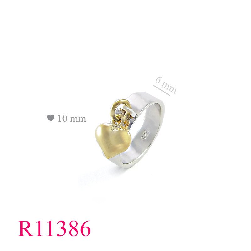 <p>Band Ring, 6mm with hanging puff heart.</p>