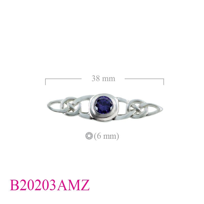 <p>Celtic Brooch, CZ Brooch, Celtic with round Amethyst CZ stone.</p>