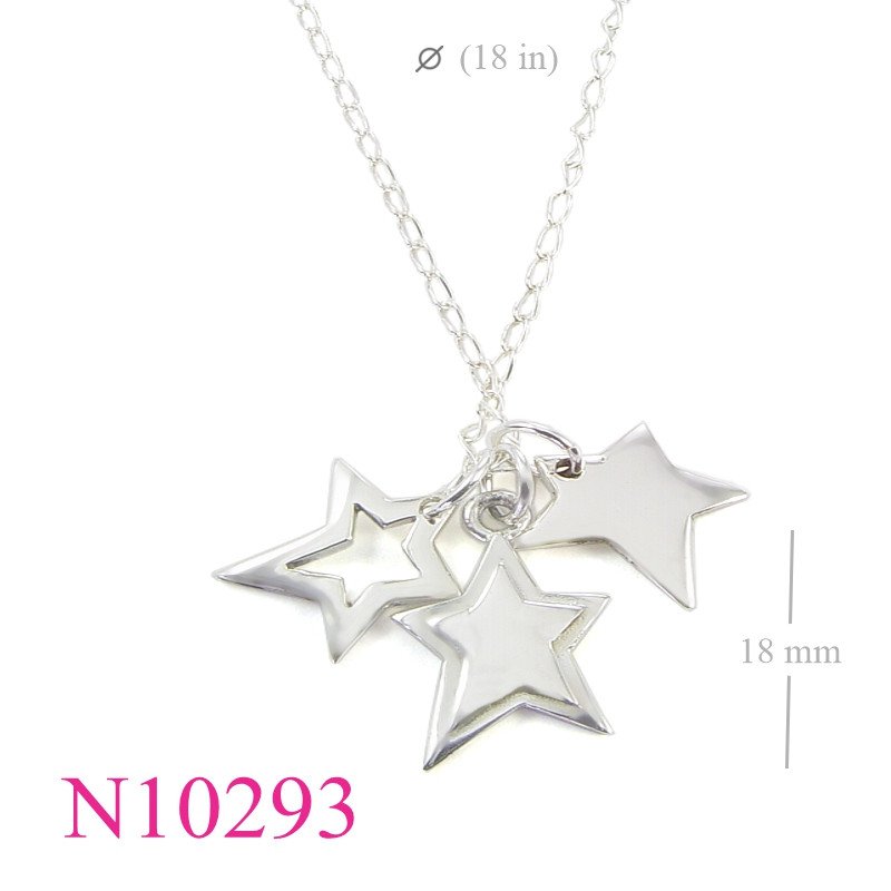 Star Necklace, 3 stars pendant and i8 inches chain.