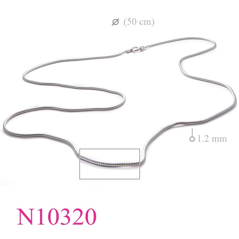 Snake Necklace, 50cm. 1.2mm snake chain.