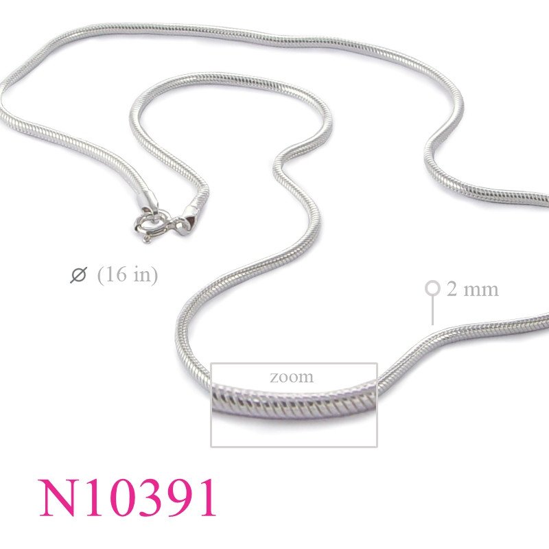 <p>Necklace, 16 inches 2mm round snake chain with clasp lock NT02.</p>