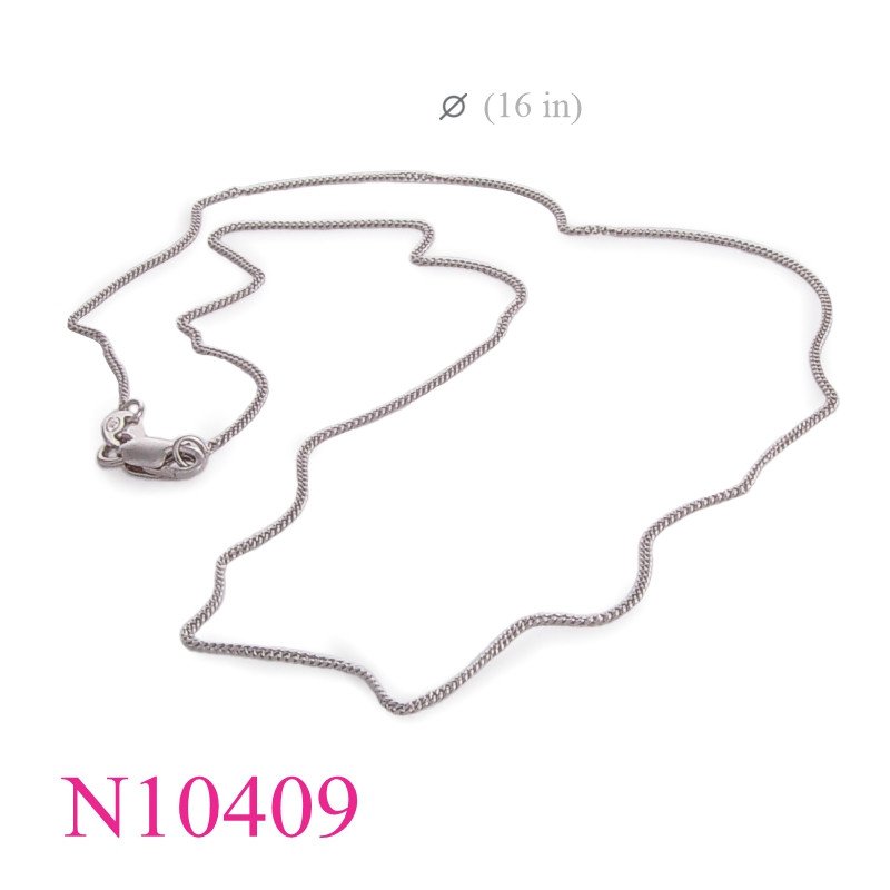 <p>Necklace, 16 inches single curb chain with Rhodium lated</p>