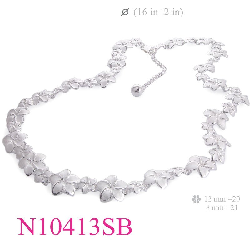 <p>Necklace, 16 inches sandblast champac flowers.</p>