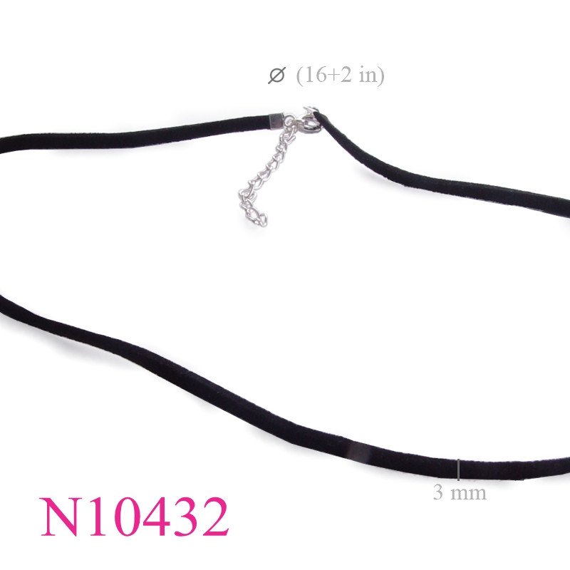 <p>Necklace, 16+2 inches 3mm flat synyhetic leather.</p>