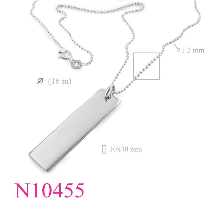 <p>Necklace, 16 inches 1.2mm ball chain and 10x40mm tag.</p>