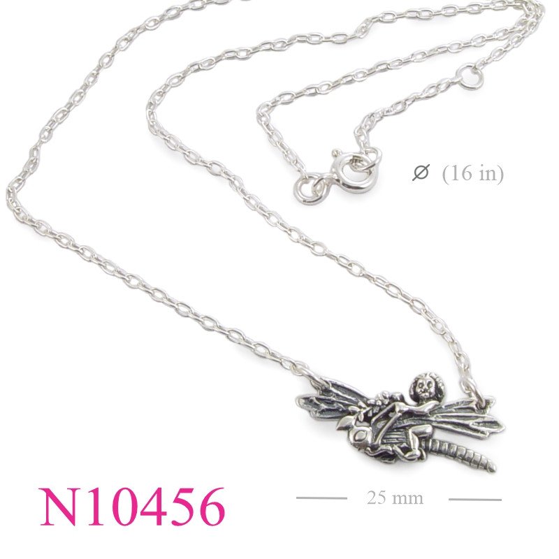 <p>Necklace, 16 inches cupid riding dragonfly</p>