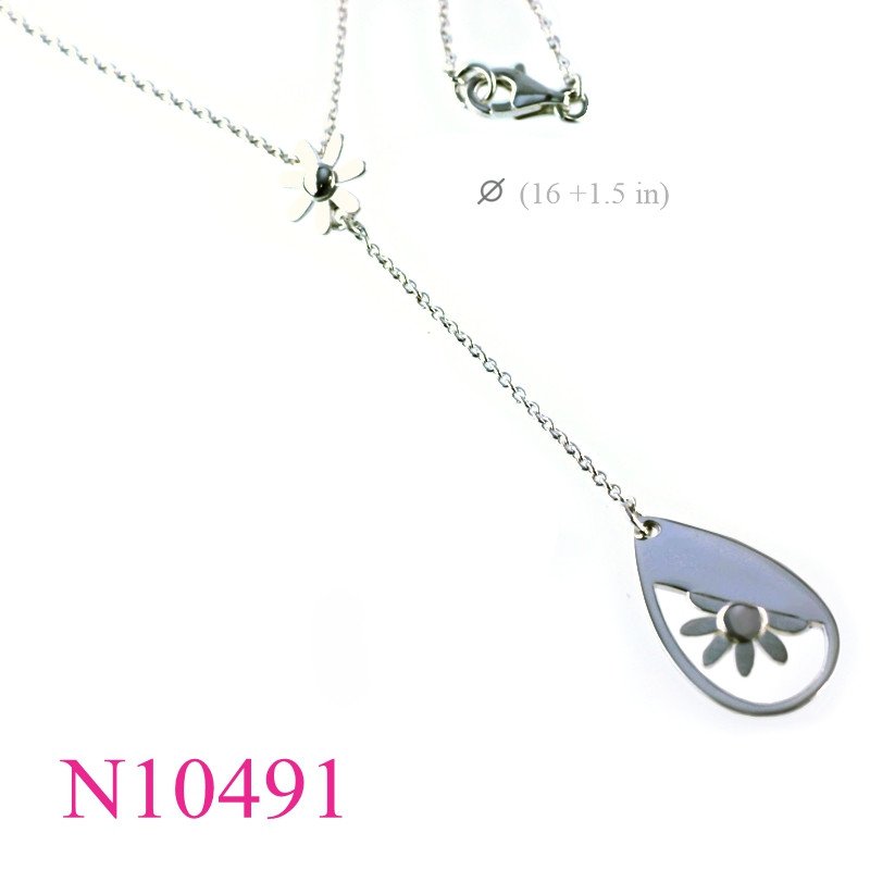 <p>Necklace, Y chain flower drop shape.</p>