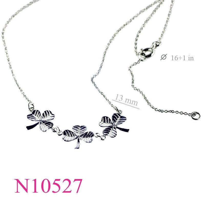 <p>Necklace, 16+2 inches 3 Shamrocks with Rhodium plated.</p>