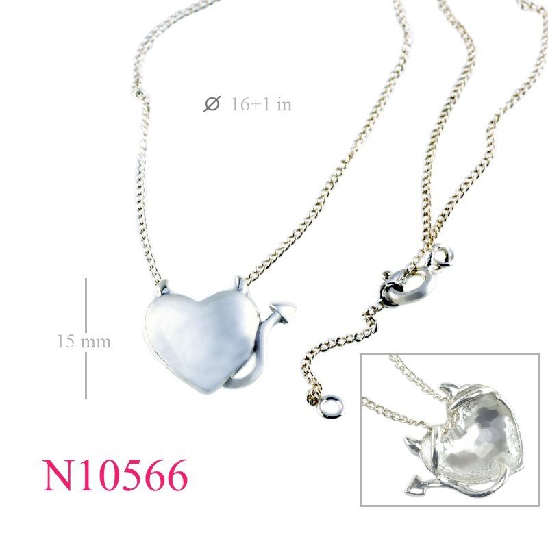 <p>Necklace, 16+1 inches chain and evil heart charm.</p>
