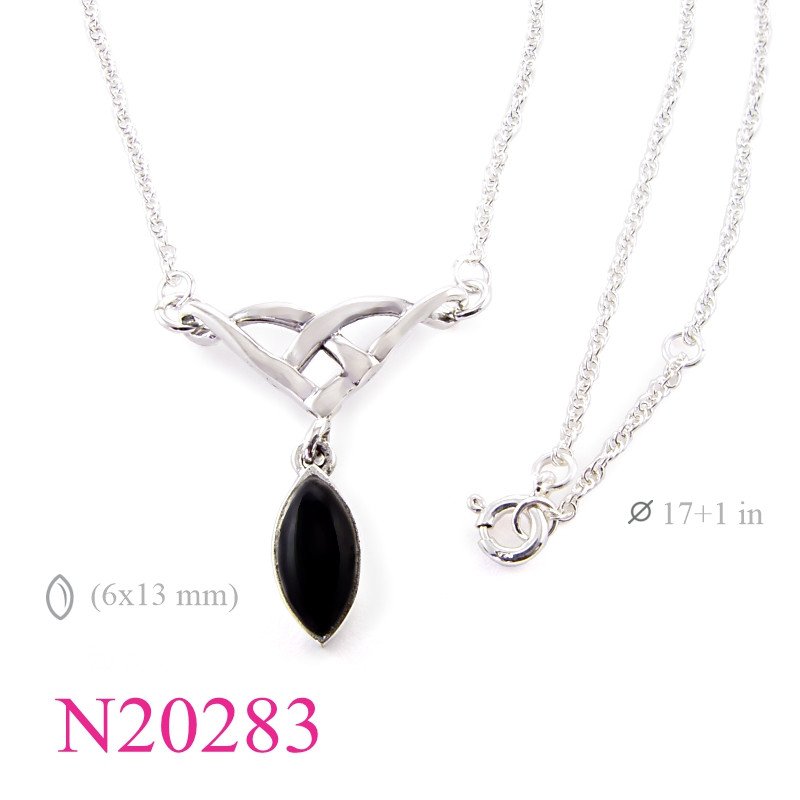 <p>Stone Necklace, celtic with 6x13mm marquise Onyx stone.</p>
