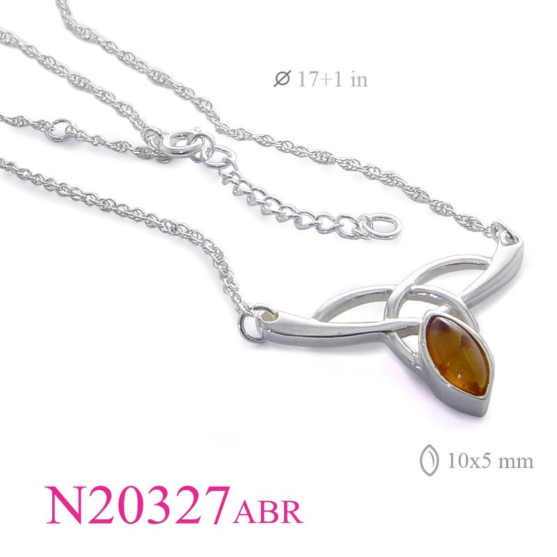 <p>Stone Necklace, celtic with 10x5mm marquise Amber.</p>