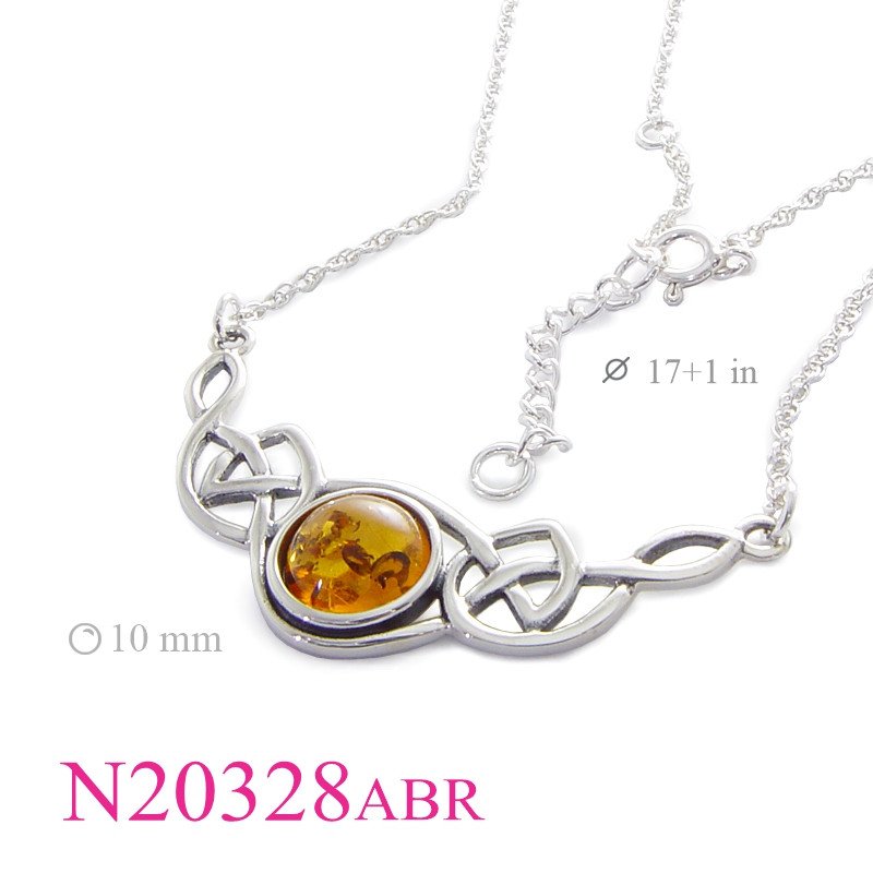 <p>Stone Necklace, celtic with 10mm Amber.</p>