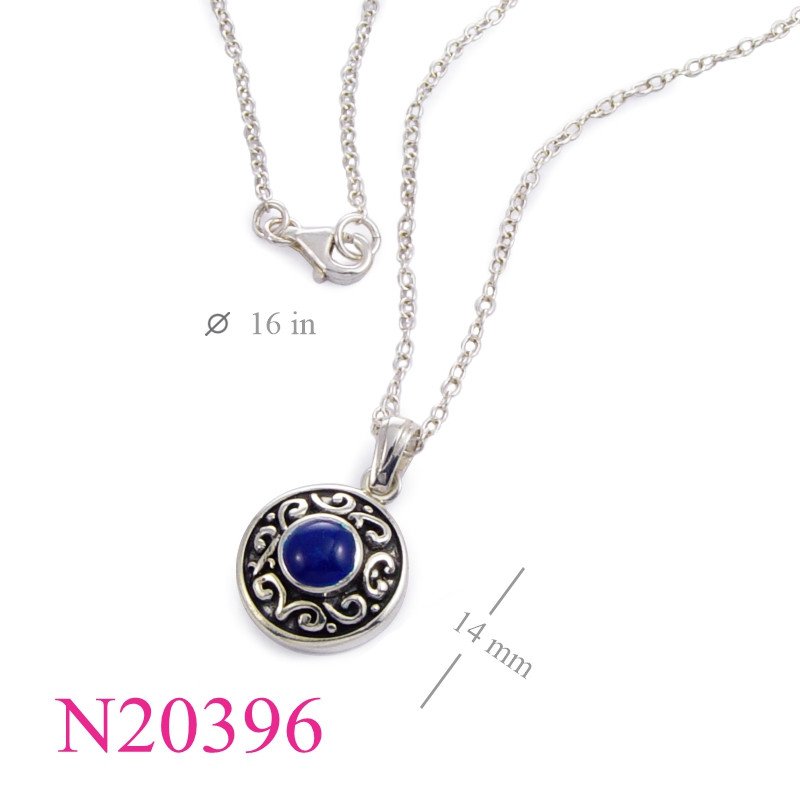 <p>Necklace, 18 inches chain with round stone pendant.</p>