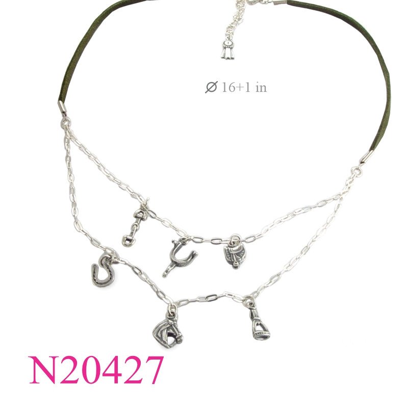 <p>Necklace, equestrian and synthetic chamois string.</p>