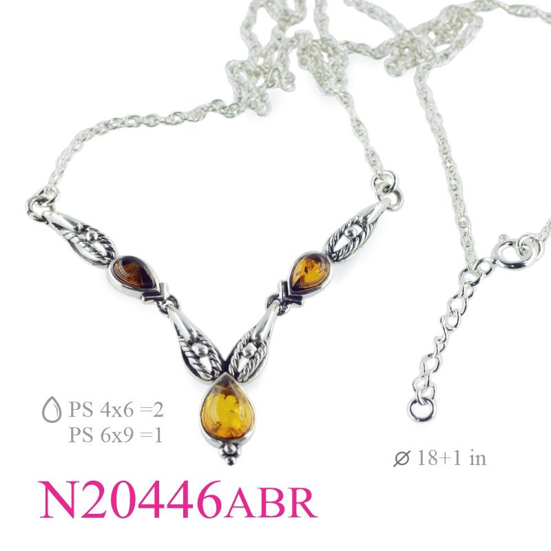 <p>Necklace, drop with drop Ambers.</p>