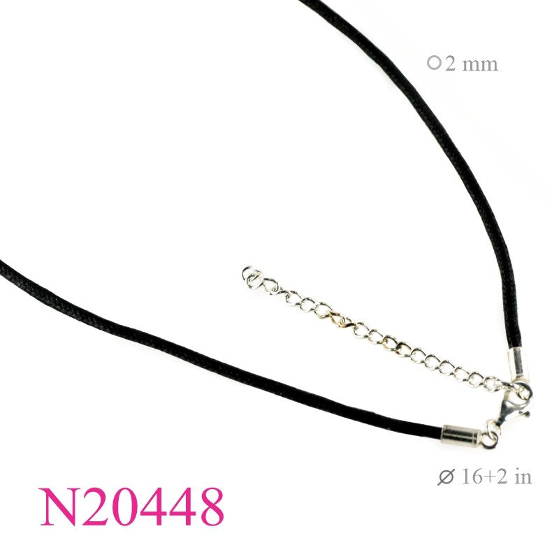 <p>Necklace, 16 inches 2mm Cotton string silver caps and 2 inches extension chain.</p>