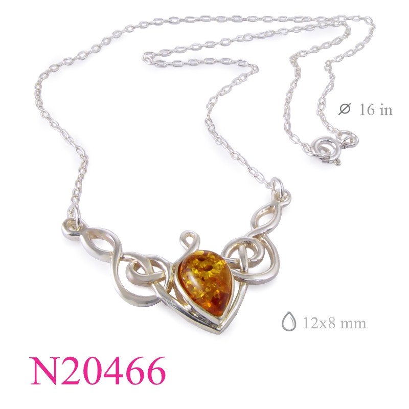 <p>Necklace, Celtic with drop Amber.</p>