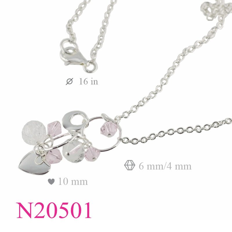 <p>Necklace, crystal beads and heart.</p>