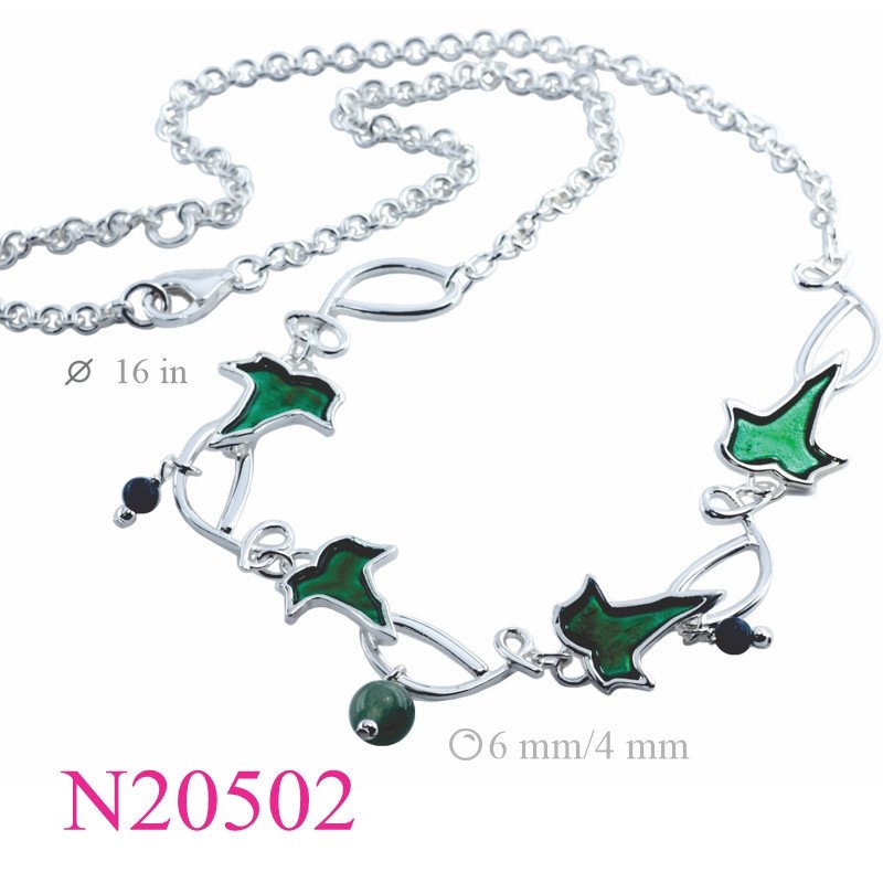 <p>Stone Necklace, enamel maples and stone beads.</p>