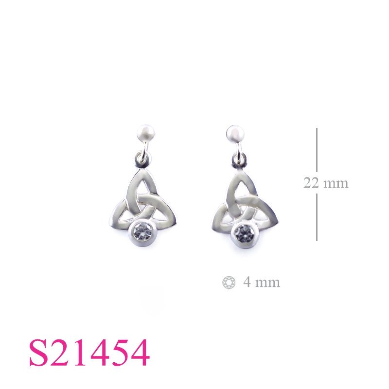 <p>Earrings, Trinitry with ball stud and round CCZ.</p>