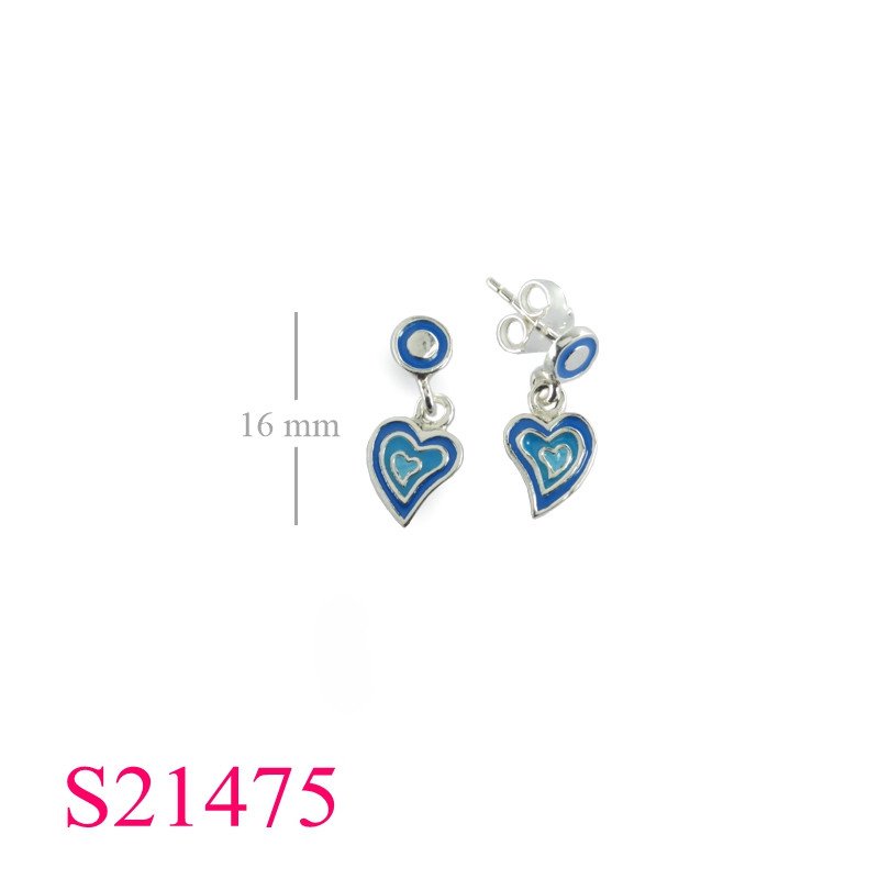 <p>Earrings, enamel heart.</p>