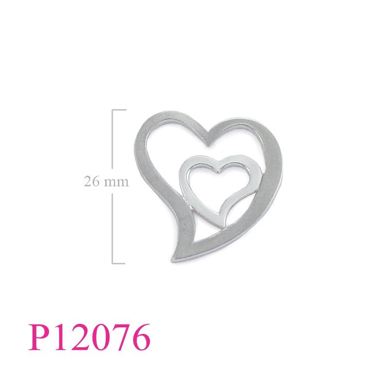 <p>Heart Pendant, 2 hearts with sanblast on outside.</p>