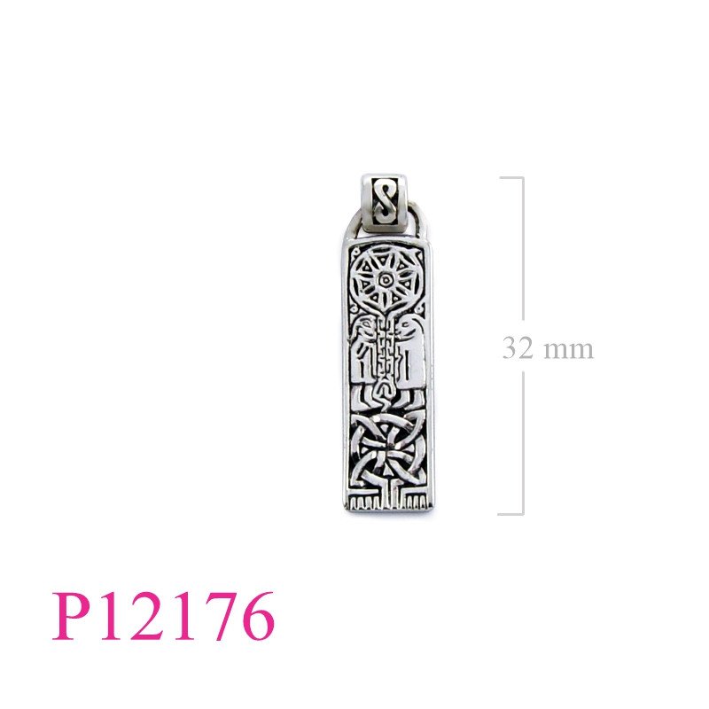 <p>Pendant, rectangle Celtic design.</p>