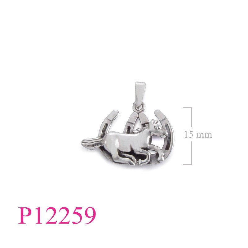 <p>Pendant, horse and double hores shoes.</p>